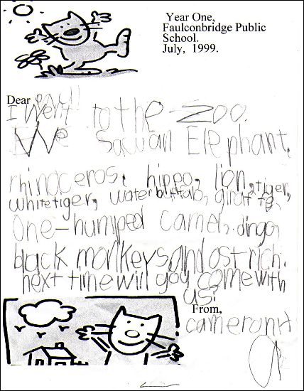 Cameron's letter about Dubbo Zoo